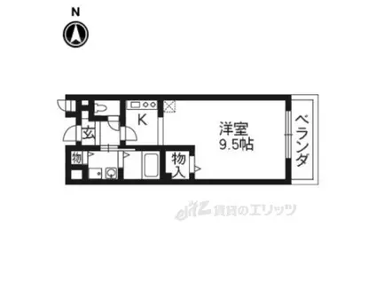 ヴィラシャイン京田辺(1K/1階)の間取り写真