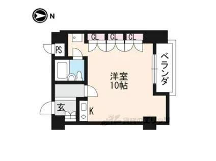ヴェルビュ二条城東(ワンルーム/1階)の間取り写真