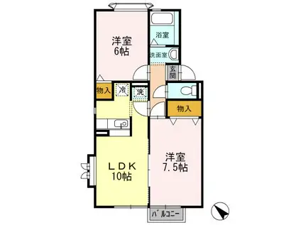 プレシードKII(2LDK/2階)の間取り写真