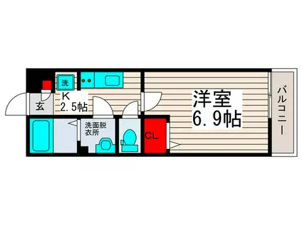 リブリ・江北II(1K/2階)の間取り写真