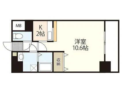 パークヒルズ天神川(1K/6階)の間取り写真