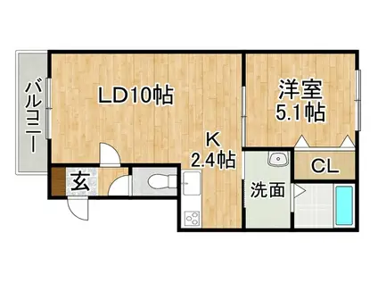 PROUD(1LDK/3階)の間取り写真