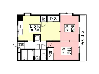シャルム岐阜(2LDK/3階)の間取り写真