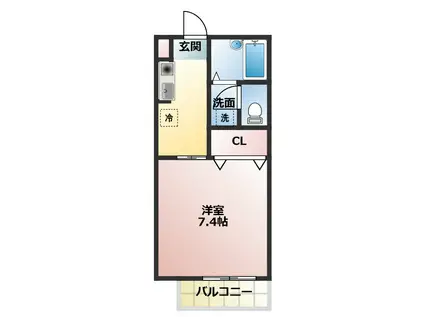 ストリーム・I(1K/1階)の間取り写真