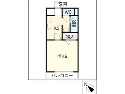 アルカディア(1K/2階)の間取り写真