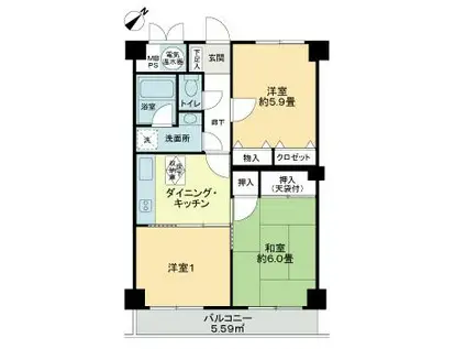 ライオンズマンション戸塚5(3DK/2階)の間取り写真