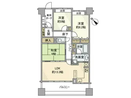 ライオンズマンション横濱キャナリシア(3LDK/3階)の間取り写真