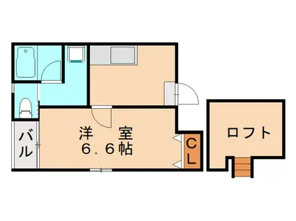 コンフォートベネフィス周船寺4(1K/1階)の間取り写真