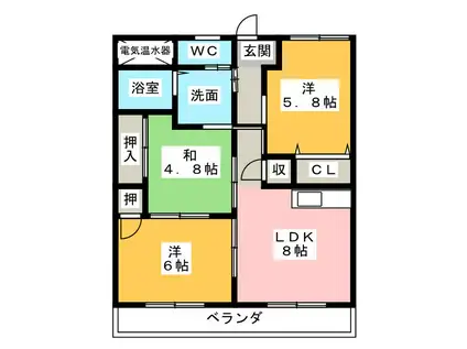 グランデ21(3LDK/3階)の間取り写真