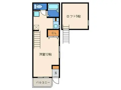 パサージュ前原(ワンルーム/2階)の間取り写真