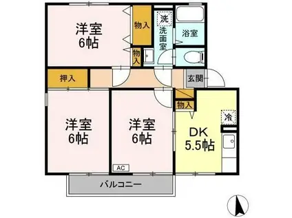 ウィンベル壱番館(3DK/2階)の間取り写真