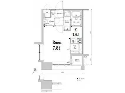 エンクレスト博多GATE(1K/8階)の間取り写真