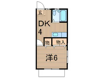 コーポウエルストン(1DK/1階)の間取り写真