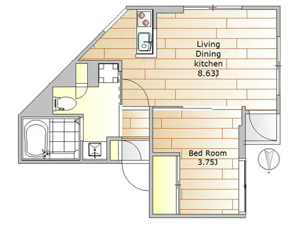 FELIZ(1LDK/2階)の間取り写真