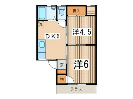 ベルメゾン鎌倉(2DK/1階)の間取り写真