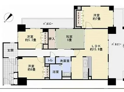 サーパス医大前第2(4LDK/4階)の間取り写真