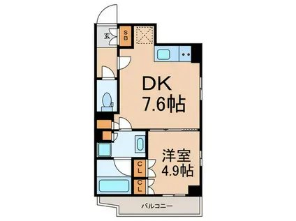 パークホームズ六本木乃木坂(1DK/5階)の間取り写真