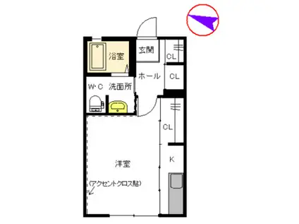 ピュアさくら(ワンルーム/1階)の間取り写真