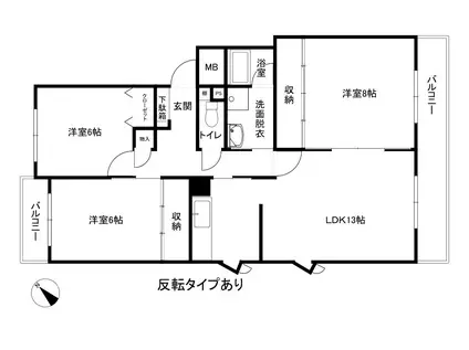 サニーフォート中野(3LDK/1階)の間取り写真