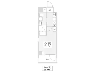 クレヴィスタ阪東橋III(1K/11階)の間取り写真