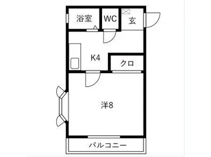 ドエルKMII(1K/2階)の間取り写真