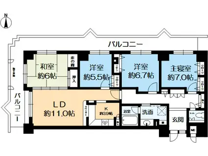 ヴィオス西神V番館(4LDK/4階)の間取り写真
