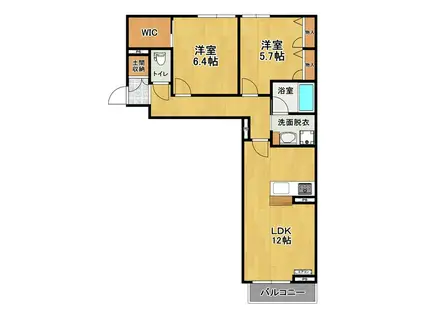 カーサ レジオ(2LDK/2階)の間取り写真