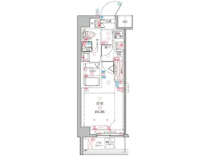 クレヴィスタ横浜綱島(1K/2階)の間取り写真