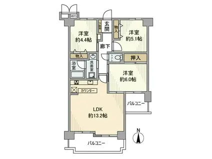 マンハイムクレール石切(3LDK/4階)の間取り写真