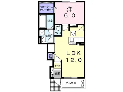 カーサ プリート A(1LDK/1階)の間取り写真