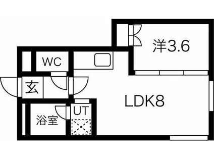 アーバンテラス東札幌II(1DK/2階)の間取り写真