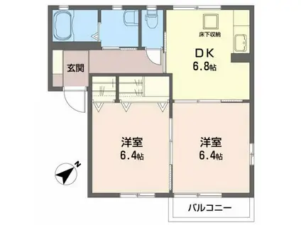 フレサ二番館(2DK/1階)の間取り写真
