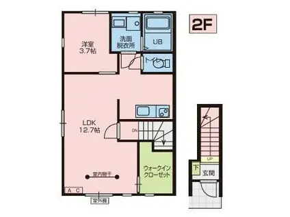 リベルタC(1LDK/2階)の間取り写真