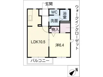 グロスコート新守山(1LDK/2階)の間取り写真