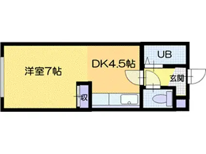 ベルハイム大谷地(1DK/3階)の間取り写真