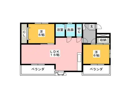 パインヴィレッジ(2LDK/2階)の間取り写真