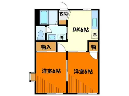 フレグランス戸吹(2DK/2階)の間取り写真