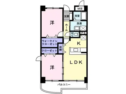 グランディール(2LDK/4階)の間取り写真