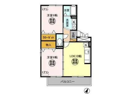 サニーハウス II(2LDK/3階)の間取り写真