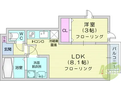 CASA TELA(1LDK/1階)の間取り写真