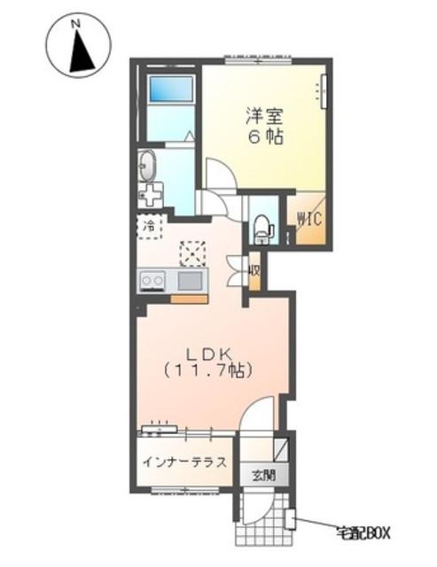 プリベールV(1LDK/1階)の間取り写真