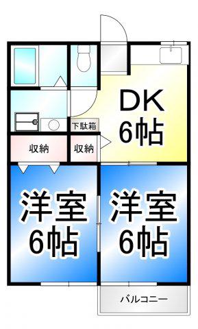 セローハウス(2DK/1階)の間取り写真