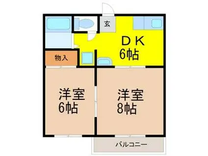 ハイツ茜 B棟(2DK/2階)の間取り写真