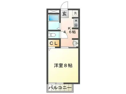 ピアコート栗真(1K/1階)の間取り写真