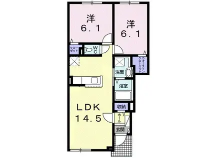 ヒカルサ 苫小牧 イースト(2LDK/1階)の間取り写真