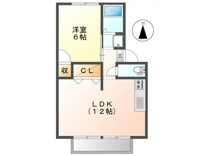 プレジール城の内 IIA(1LDK/1階)の間取り写真