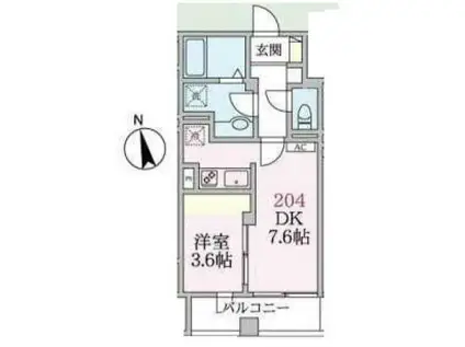 アローマ王子本町(1DK/2階)の間取り写真