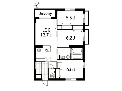 ヴェスタ駒沢(3LDK/3階)の間取り写真