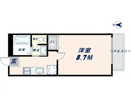 ツインズ(1K/1階)の間取り写真