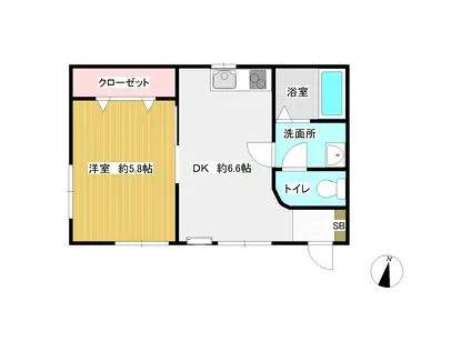 シャインコート宮町(1DK/1階)の間取り写真